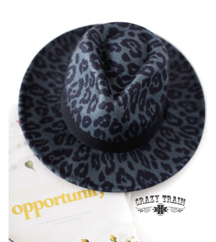 charcoal leopard hat